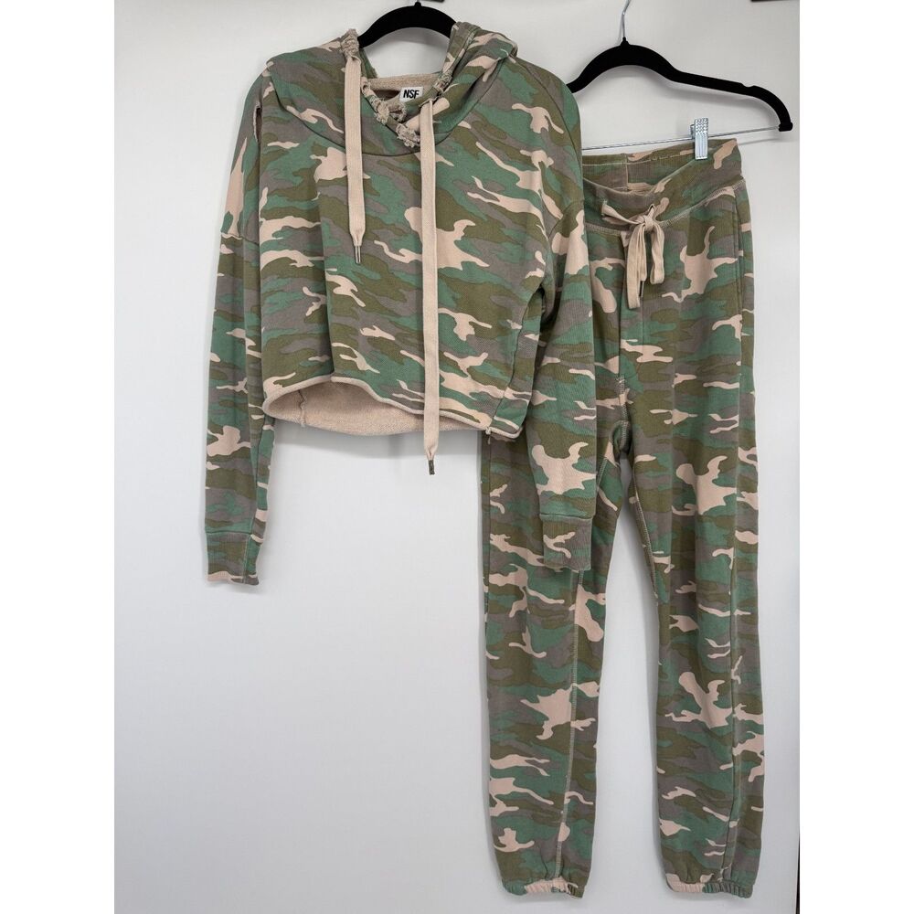 NSF Distressed Camo Sweatpant and Hoodie Set